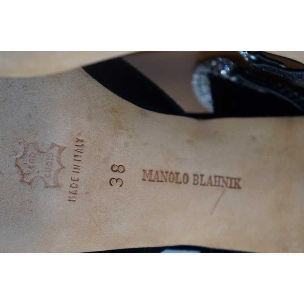 Manolo Blahnik RARE velvet high heels shoes with crystals size 38 EU / 8 US - Picture 14 of 14